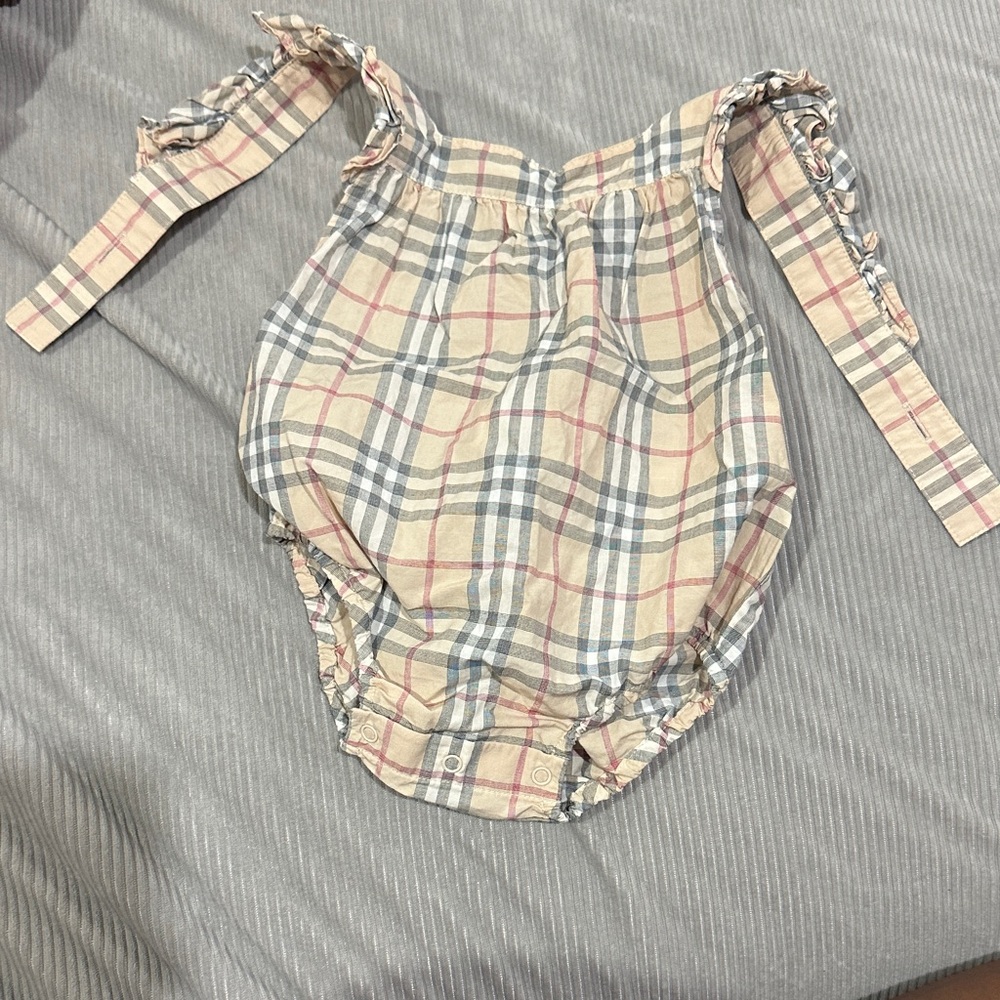 Burberry Beige and Red Check Baby Romper